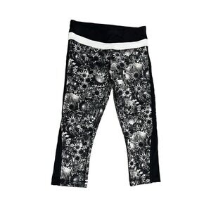 Lululemon Up‎ the Pace Flowabunga Black White Sunflower Floral Crop Legging S 4